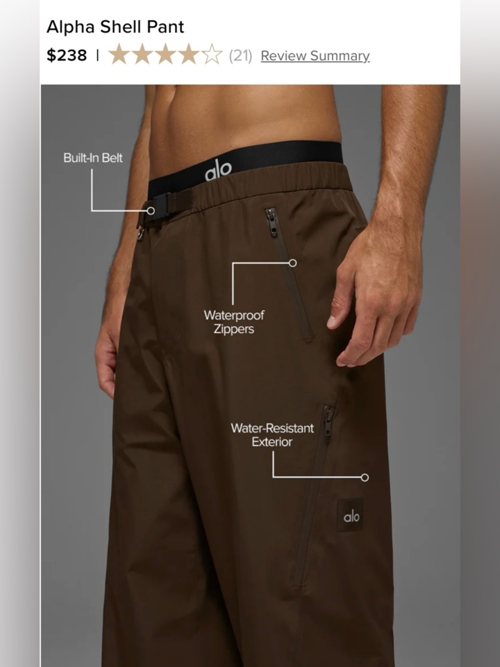 ALO Yoga Men’s Cargo Pants in Dark Brown